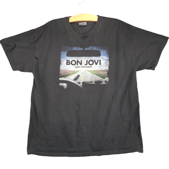 Hanes Heavyweight Men's Bon Jovi Lost Highway T-Shirt Black XL Rock Band - Picture 1 of 13